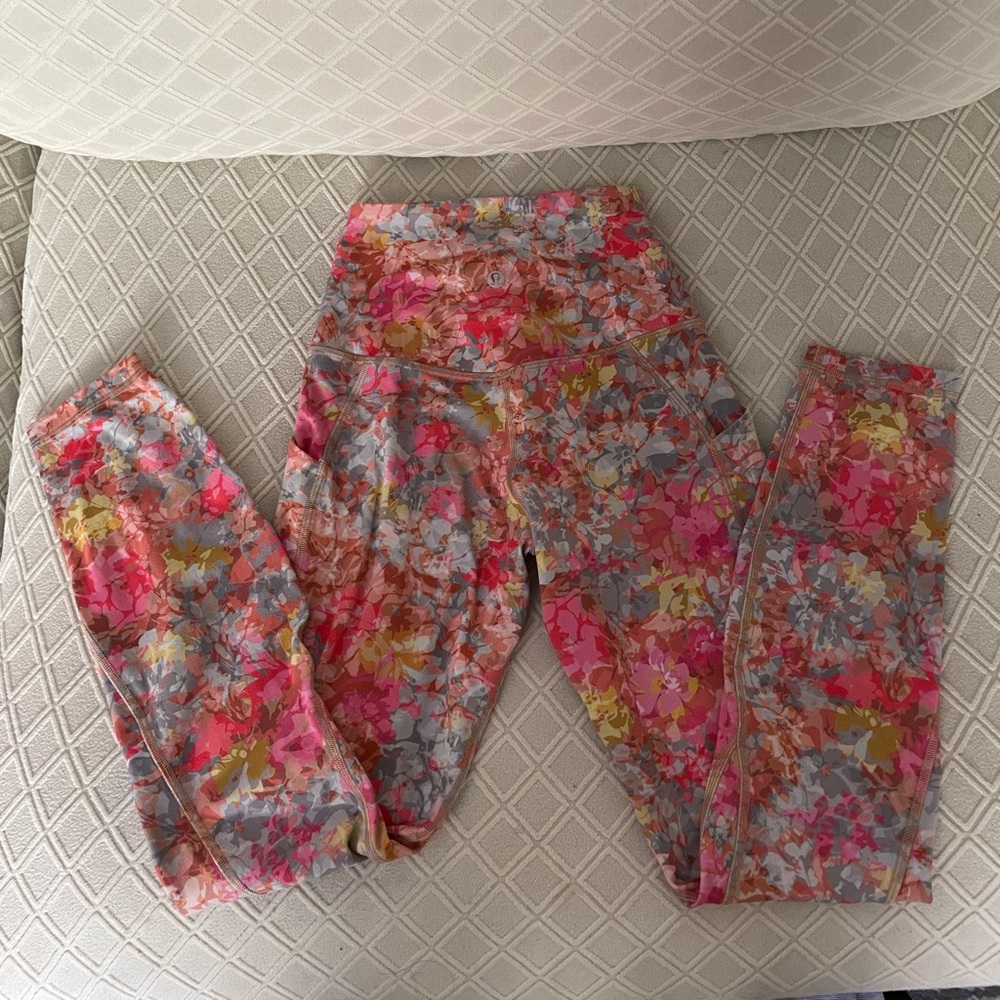 Lululemon Leggings Womens 4 Floral High Rise Gym & Running